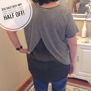 CJ Banks stripe/polka dot shirt